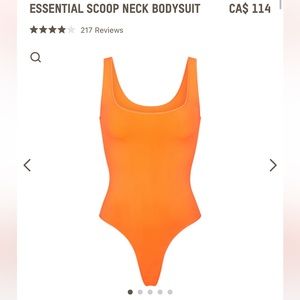 Skims essential scoop neck body suit in highlighter orange